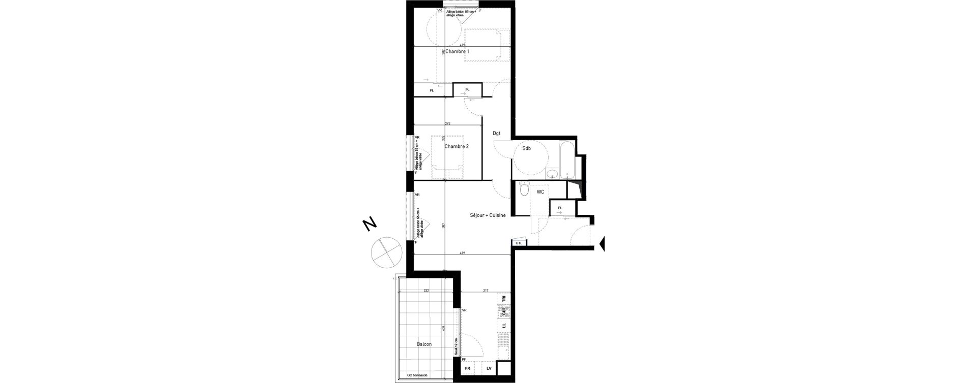 Appartement T3 de 68,99 m2 &agrave; Bron Centre