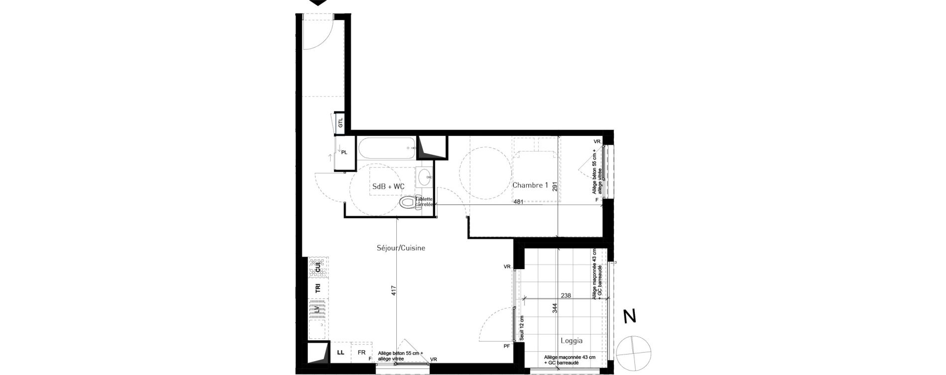 Appartement T2 de 48,86 m2 &agrave; Bron Centre