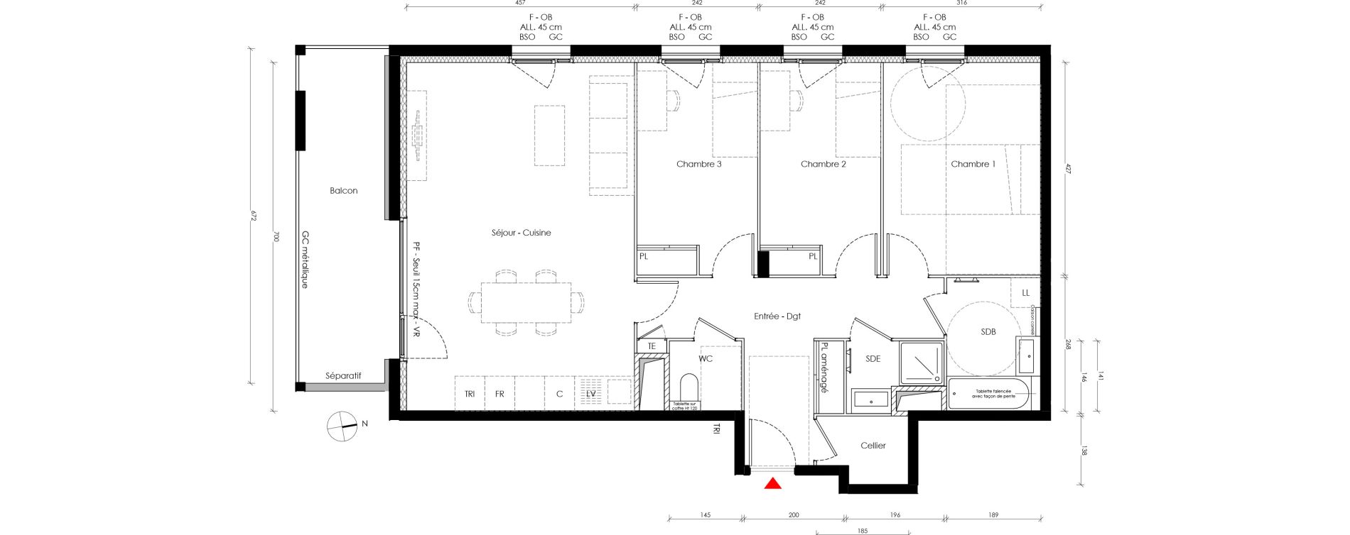 Appartement T4 de 89,70 m2 &agrave; Bron La clairiere