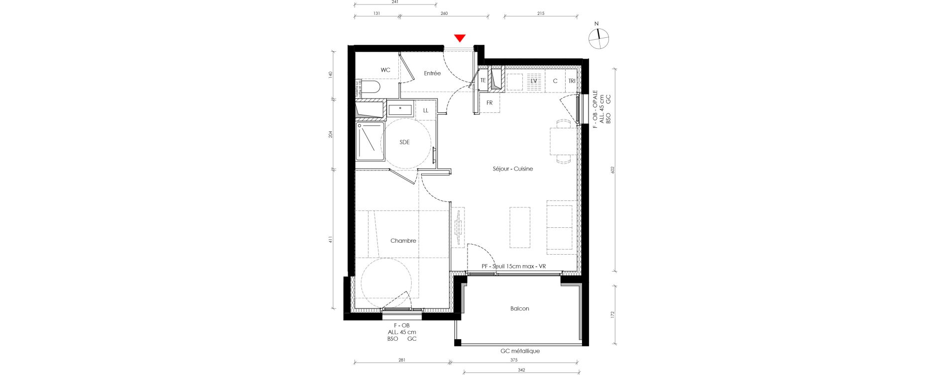 Appartement T2 de 42,70 m2 &agrave; Bron La clairiere