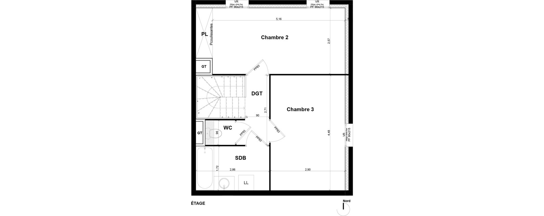 Appartement T2 de 41,11 m2 &agrave; Bron Les sept chemins