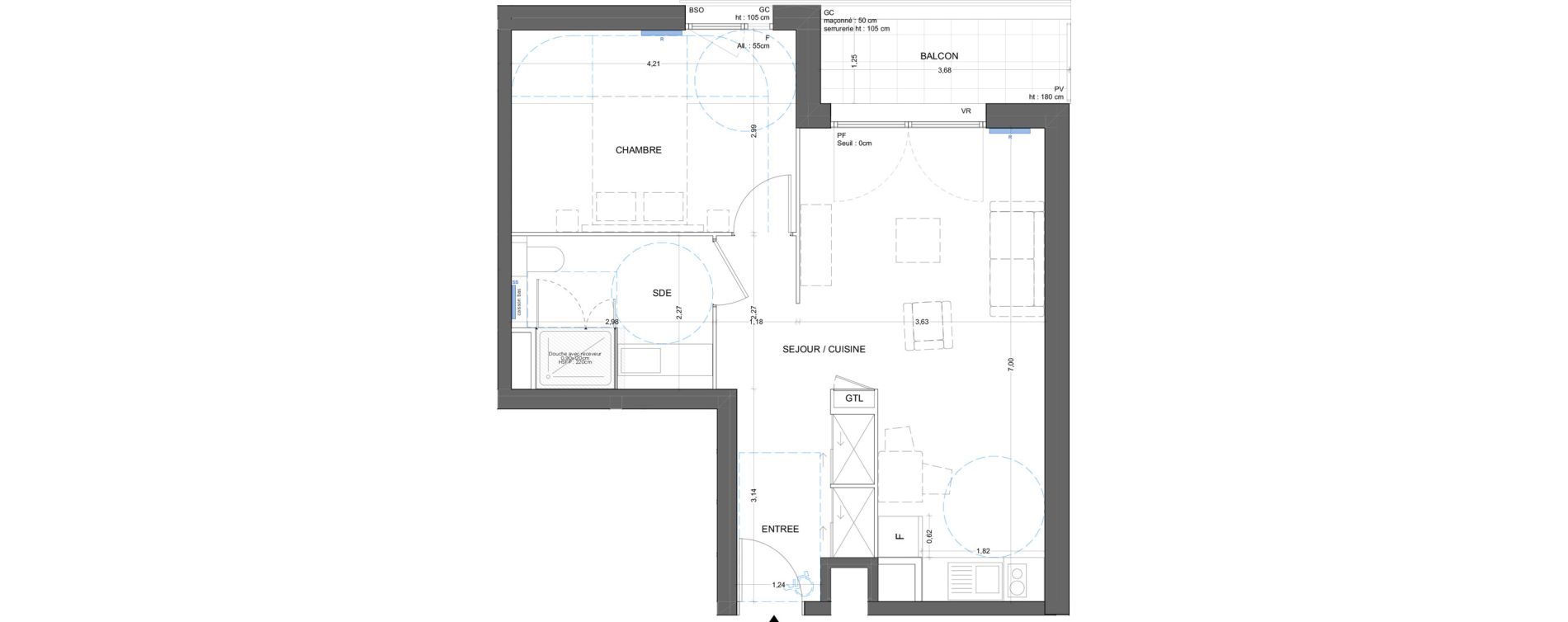 Appartement T2 meubl&eacute; de 48,94 m2 &agrave; Bron Gendarmerie - garenne