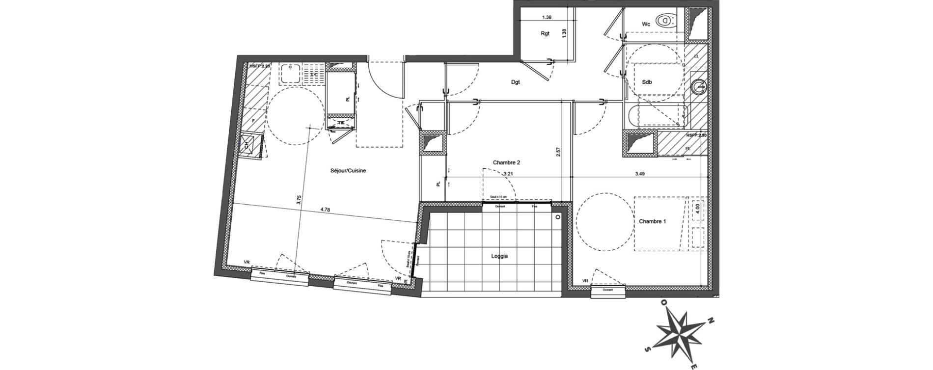 Appartement T3 de 63,96 m2 &agrave; Bron La clairiere