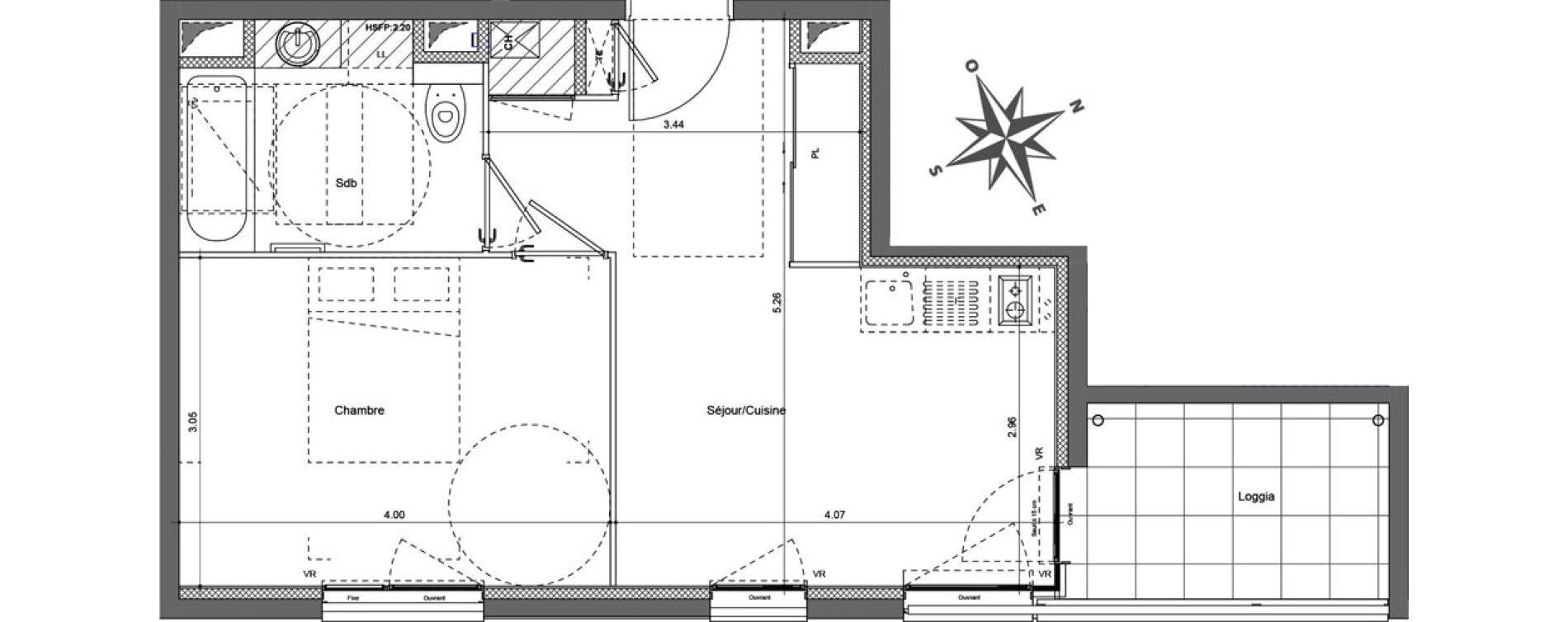 Appartement T2 de 36,92 m2 &agrave; Bron La clairiere