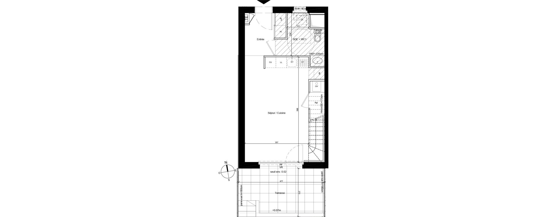 Duplex T3 de 65,21 m2 &agrave; Bron Centre