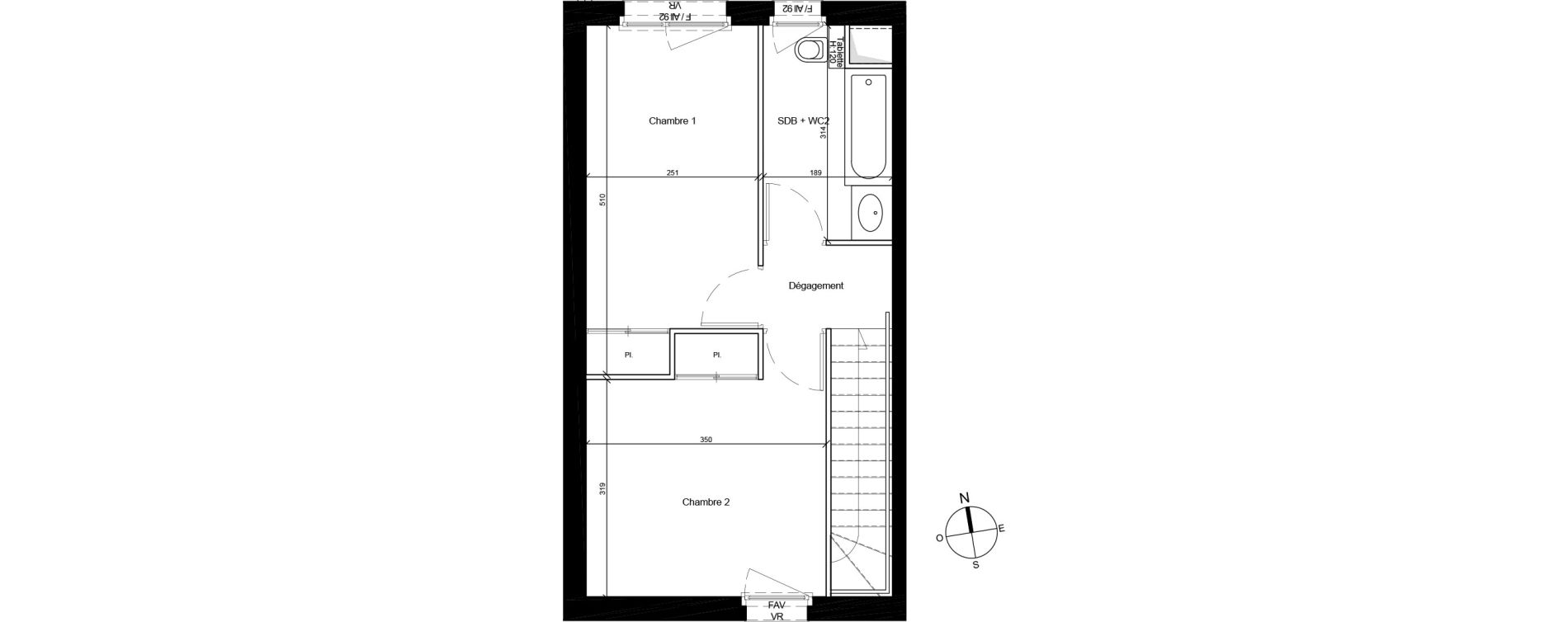 Duplex T3 de 65,21 m2 &agrave; Bron Centre