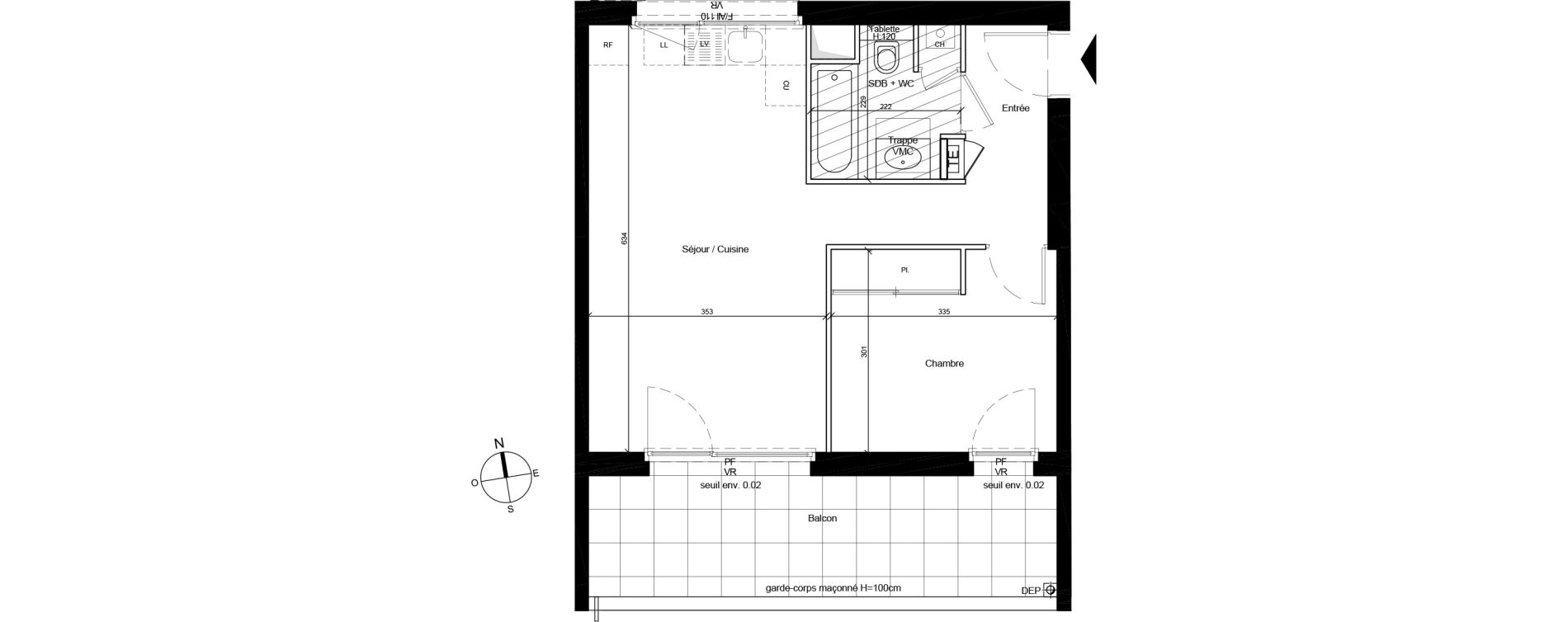 Appartement T2 de 41,98 m2 &agrave; Bron Centre