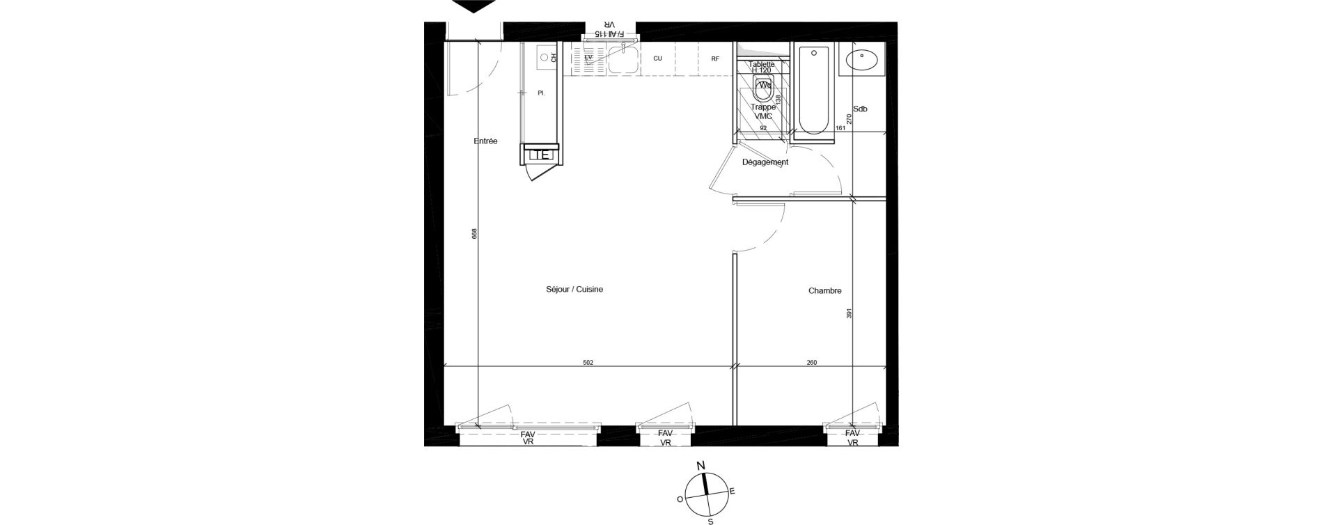 Appartement T2 de 49,69 m2 &agrave; Bron Centre