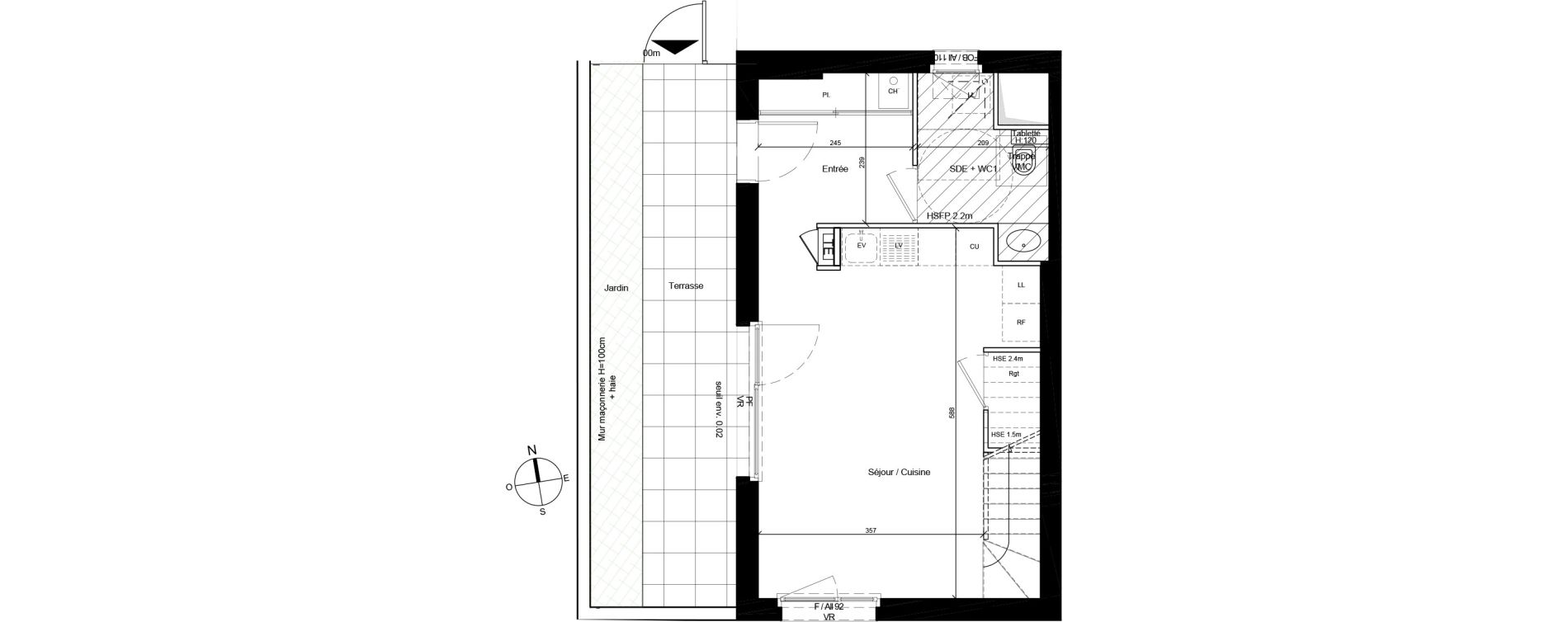 Duplex T3 de 65,96 m2 &agrave; Bron Centre