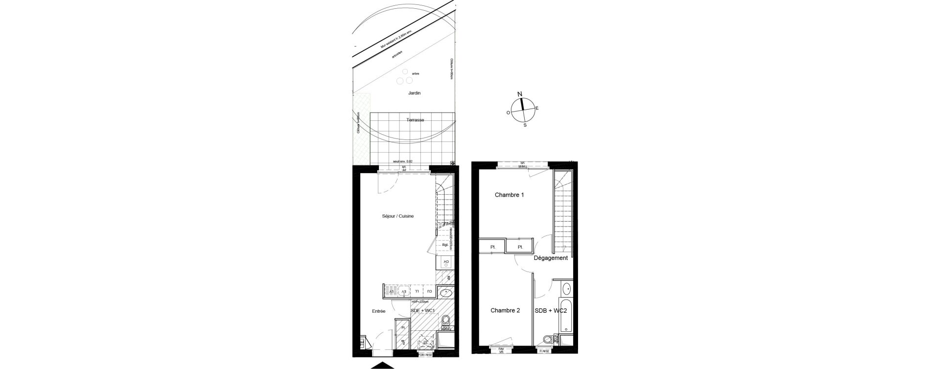 Duplex T3 de 64,48 m2 &agrave; Bron Centre