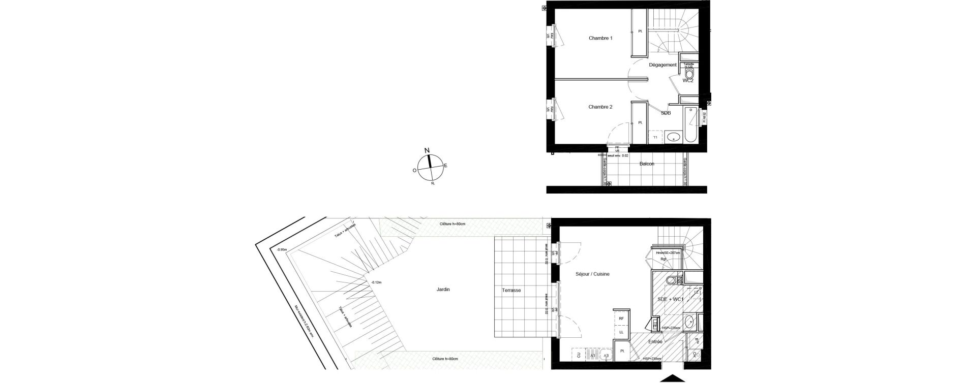 Duplex T3 de 63,74 m2 &agrave; Bron Centre