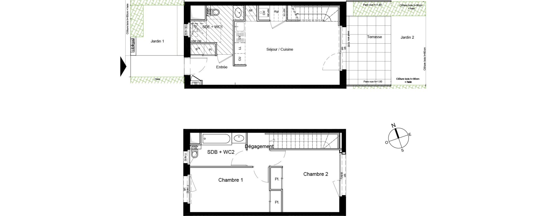 Duplex T3 de 65,20 m2 &agrave; Bron Centre