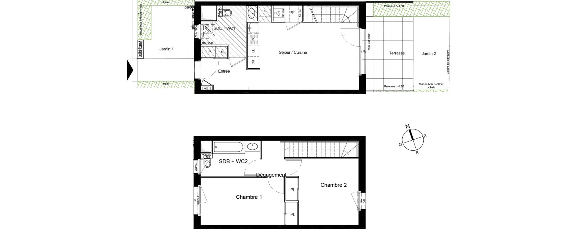 Duplex T3 de 65,20 m2 &agrave; Bron Centre