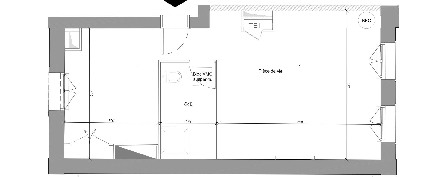Appartement T2 de 42,95 m2 &agrave; Bron Centre