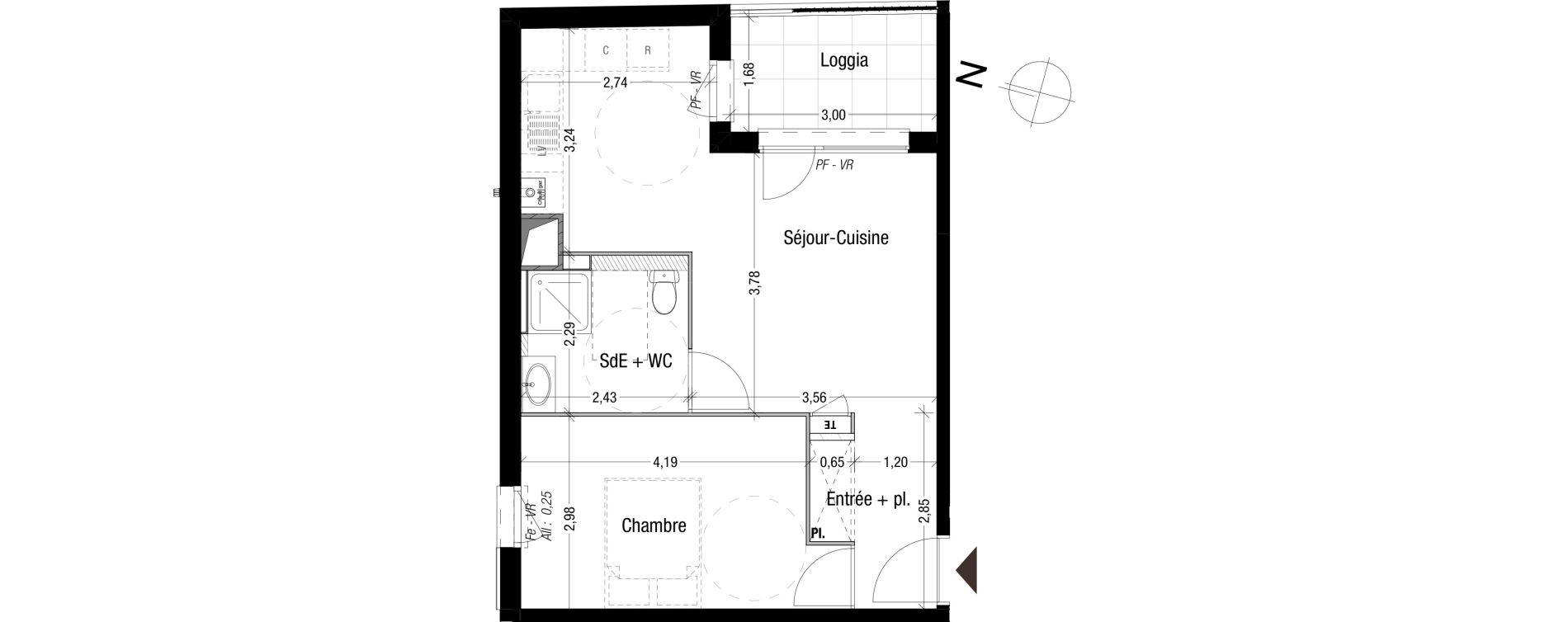 Appartement T2 de 43,50 m2 &agrave; Bron Teraillon