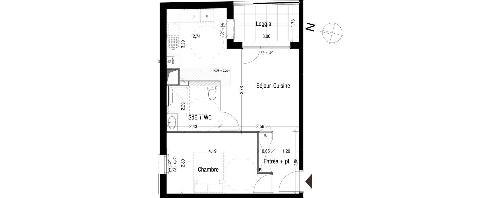 Appartement T2 de 43,50 m2 &agrave; Bron Teraillon
