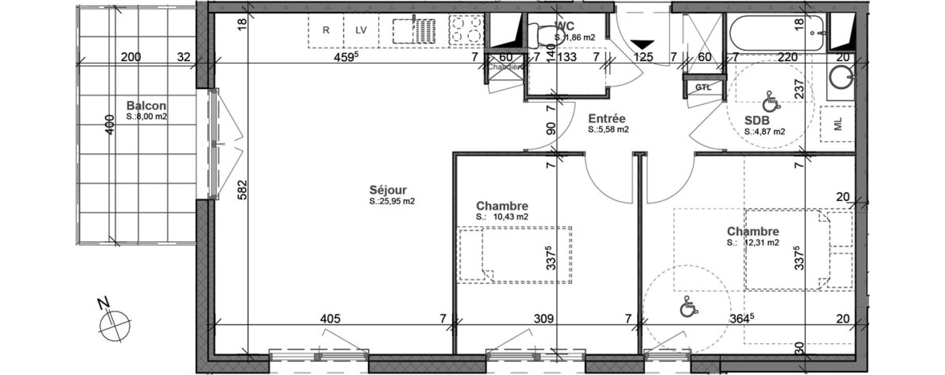 Appartement T3 de 61,00 m2 &agrave; Bron Centre