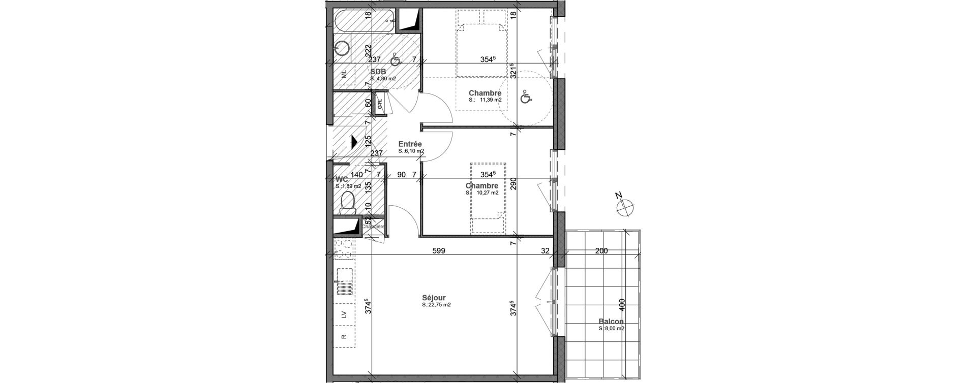 Appartement T3 de 57,20 m2 &agrave; Bron Centre