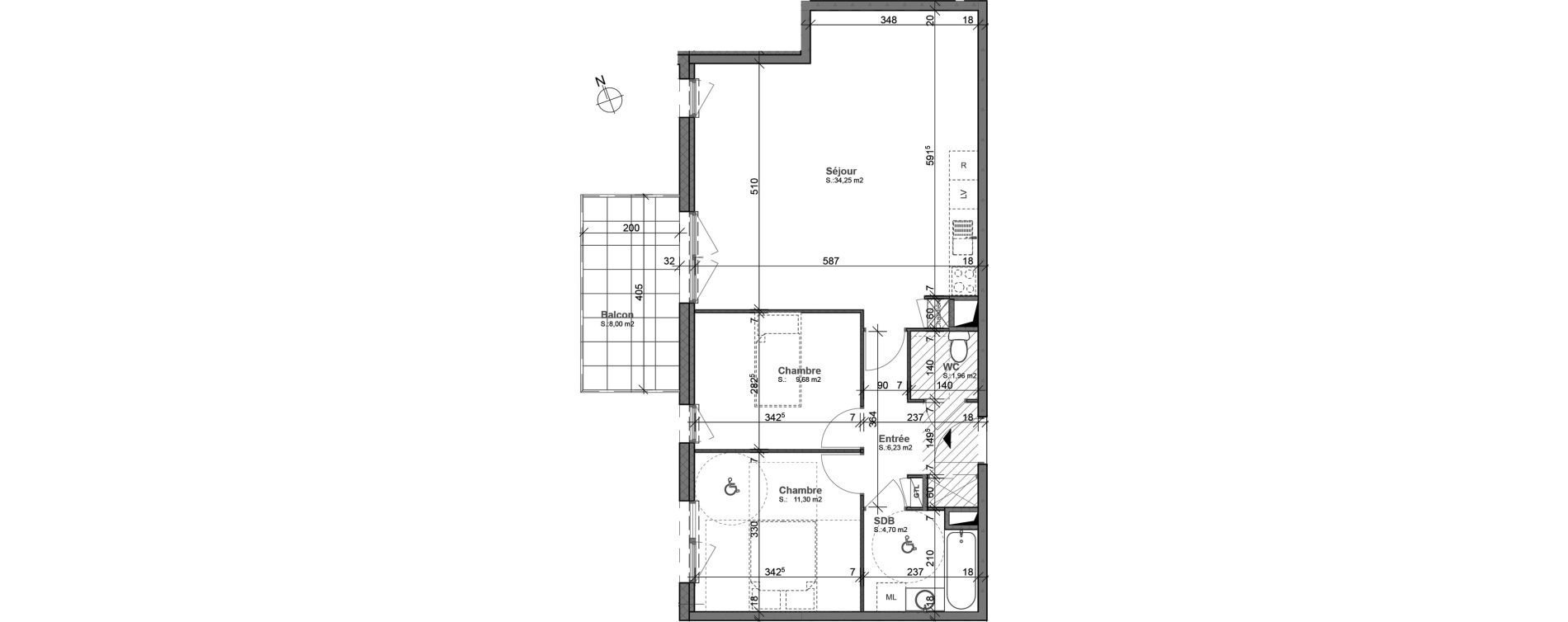 Appartement T3 de 68,12 m2 &agrave; Bron Centre
