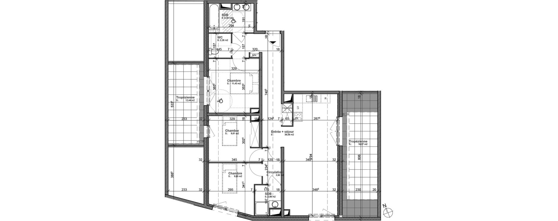 Appartement T4 de 83,79 m2 &agrave; Bron Centre