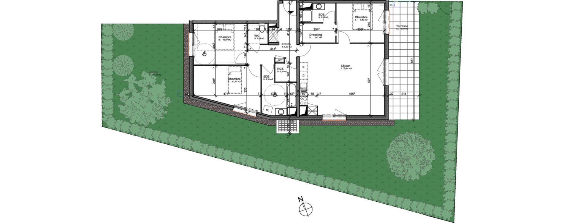 Appartement T4 de 88,58 m2 &agrave; Bron Centre