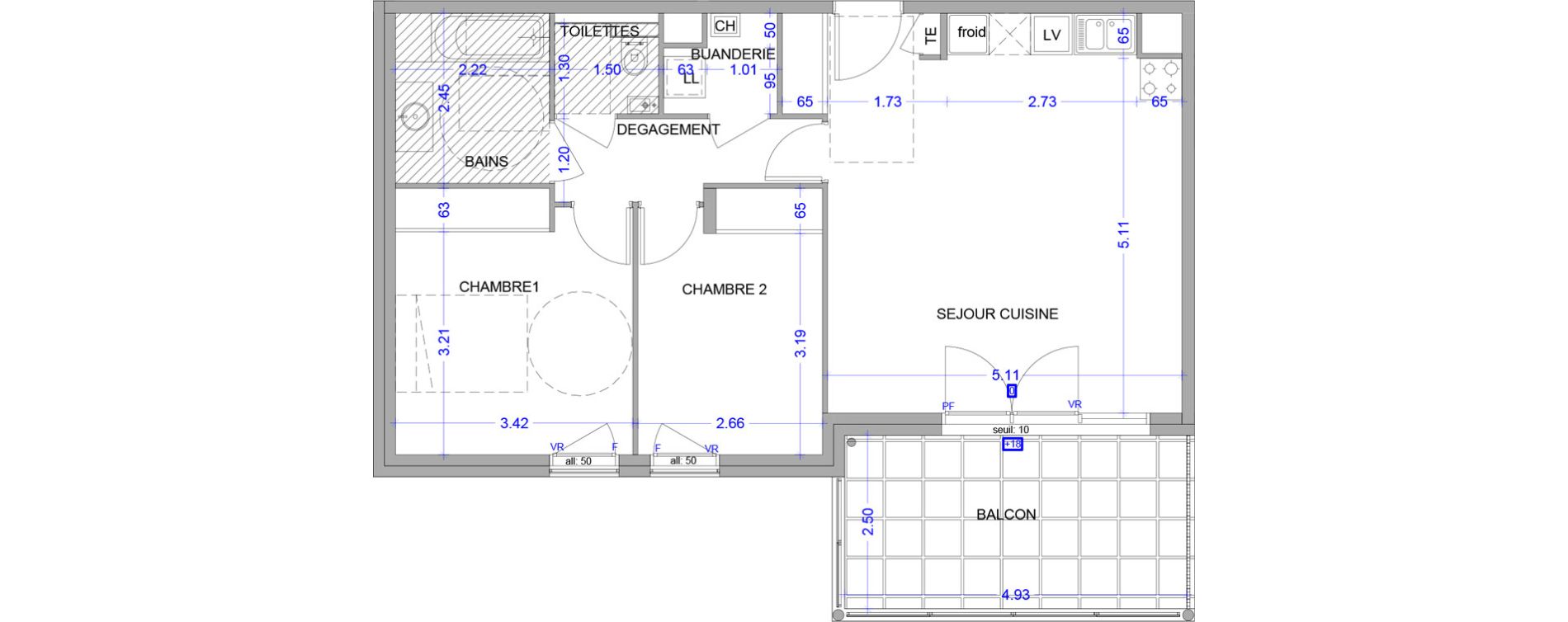 Appartement T3 de 65,86 m2 &agrave; Caluire-Et-Cuire Coste nord