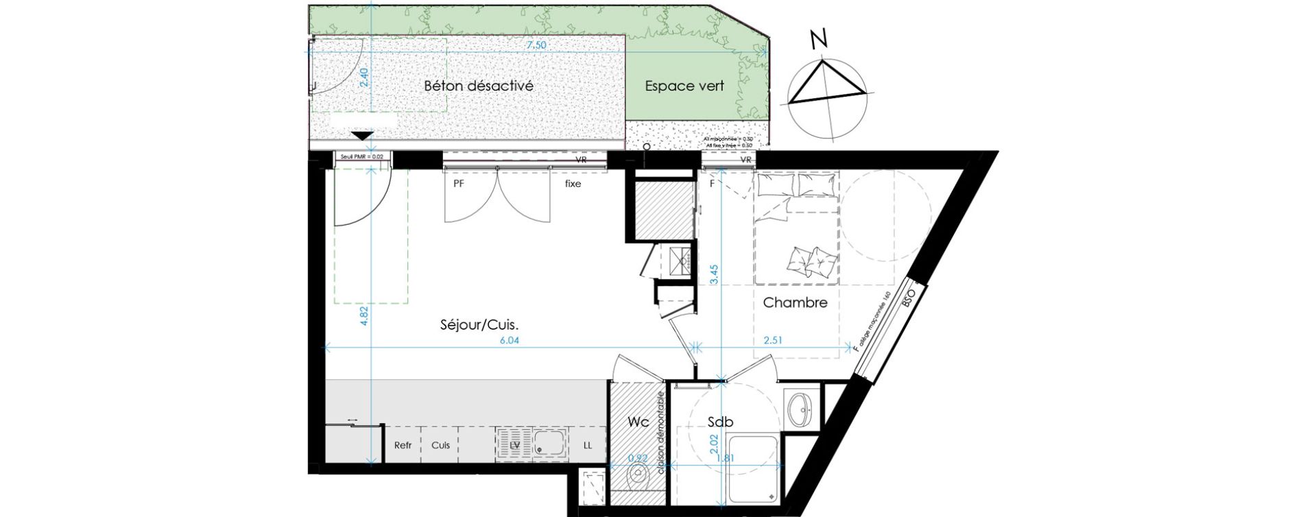Appartement T2 de 44,38 m2 &agrave; Caluire-Et-Cuire Le vernay