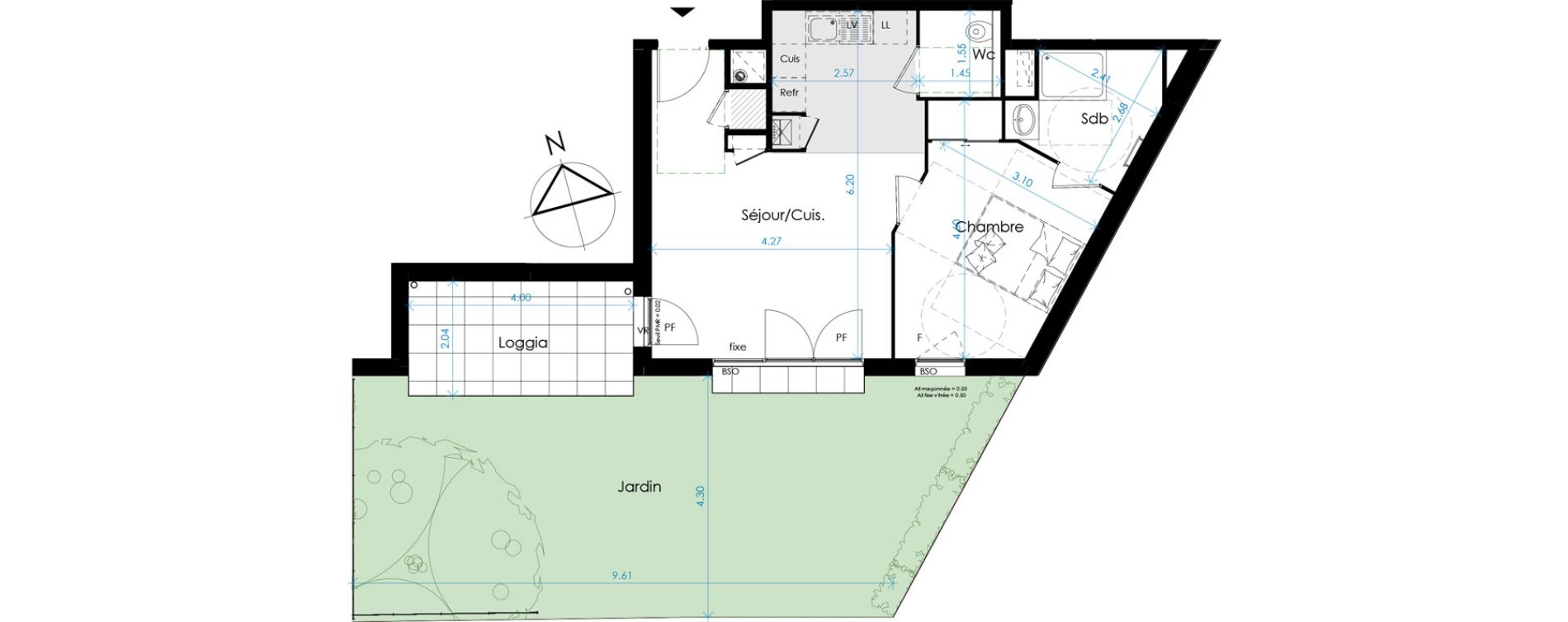 Appartement T2 de 45,09 m2 &agrave; Caluire-Et-Cuire Le vernay