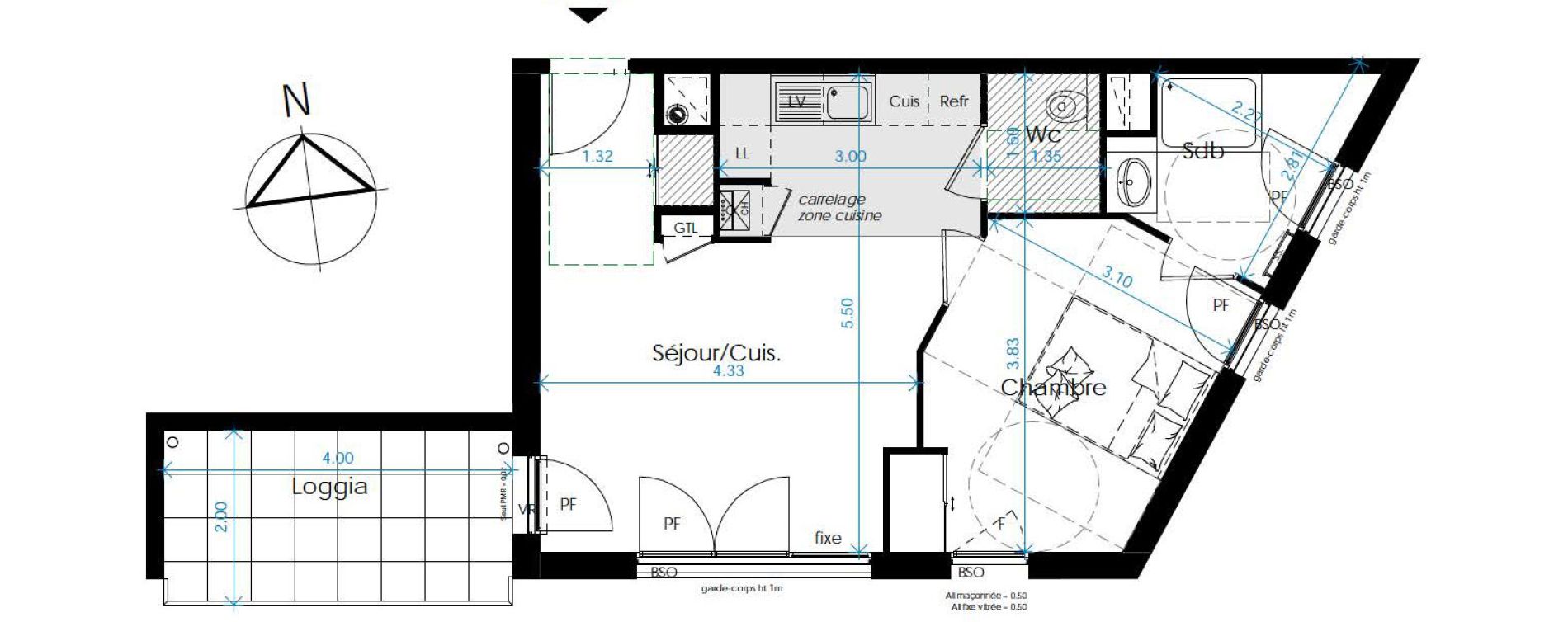 Appartement T2 de 42,78 m2 &agrave; Caluire-Et-Cuire Le vernay