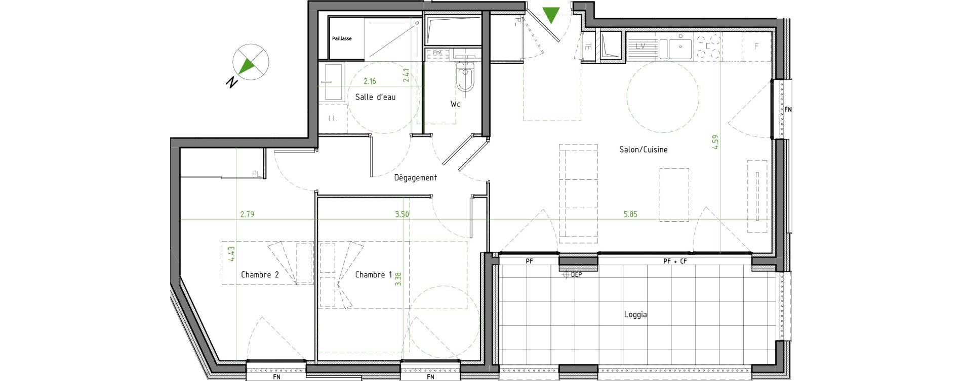 Appartement T3 de 61,29 m2 &agrave; Caluire-Et-Cuire Cuire le haut