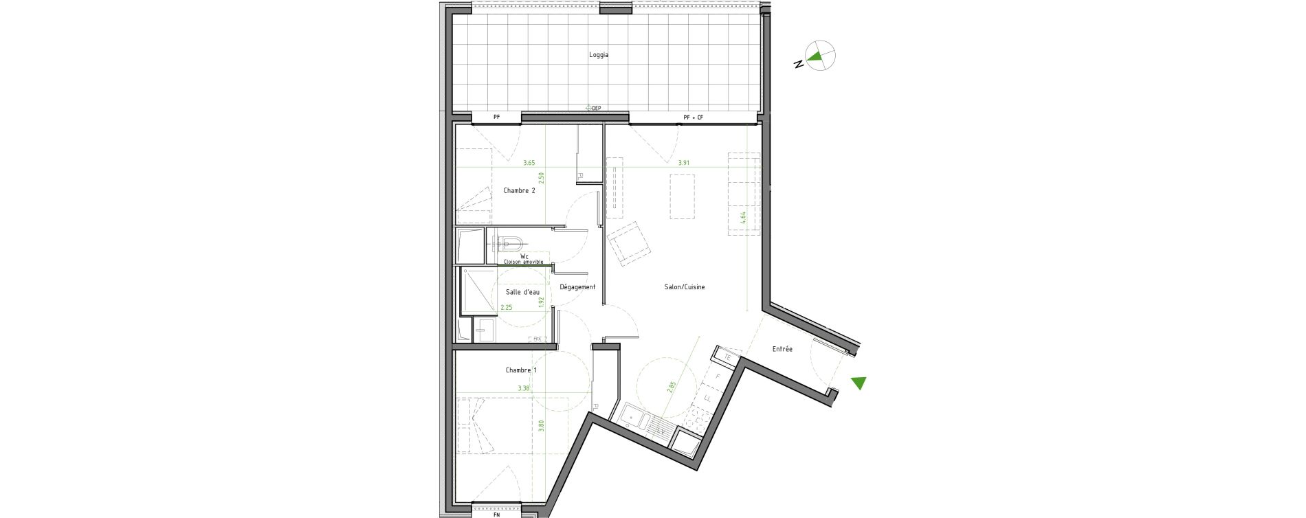 Appartement T3 de 60,61 m2 &agrave; Caluire-Et-Cuire Cuire le haut