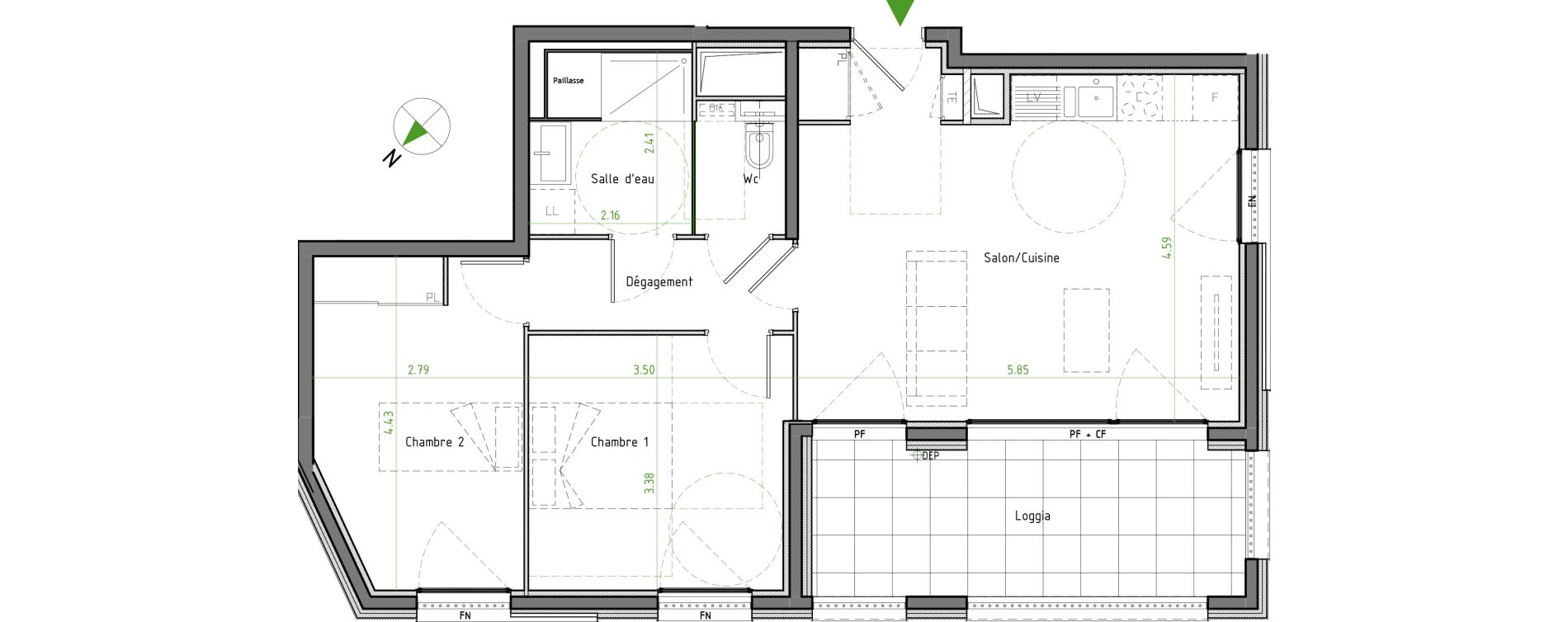 Appartement T3 de 61,29 m2 &agrave; Caluire-Et-Cuire Cuire le haut