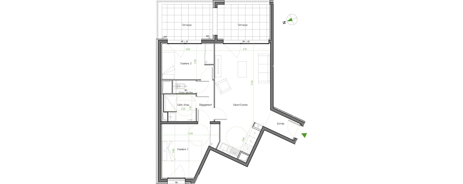Appartement T3 de 60,61 m2 &agrave; Caluire-Et-Cuire Cuire le haut