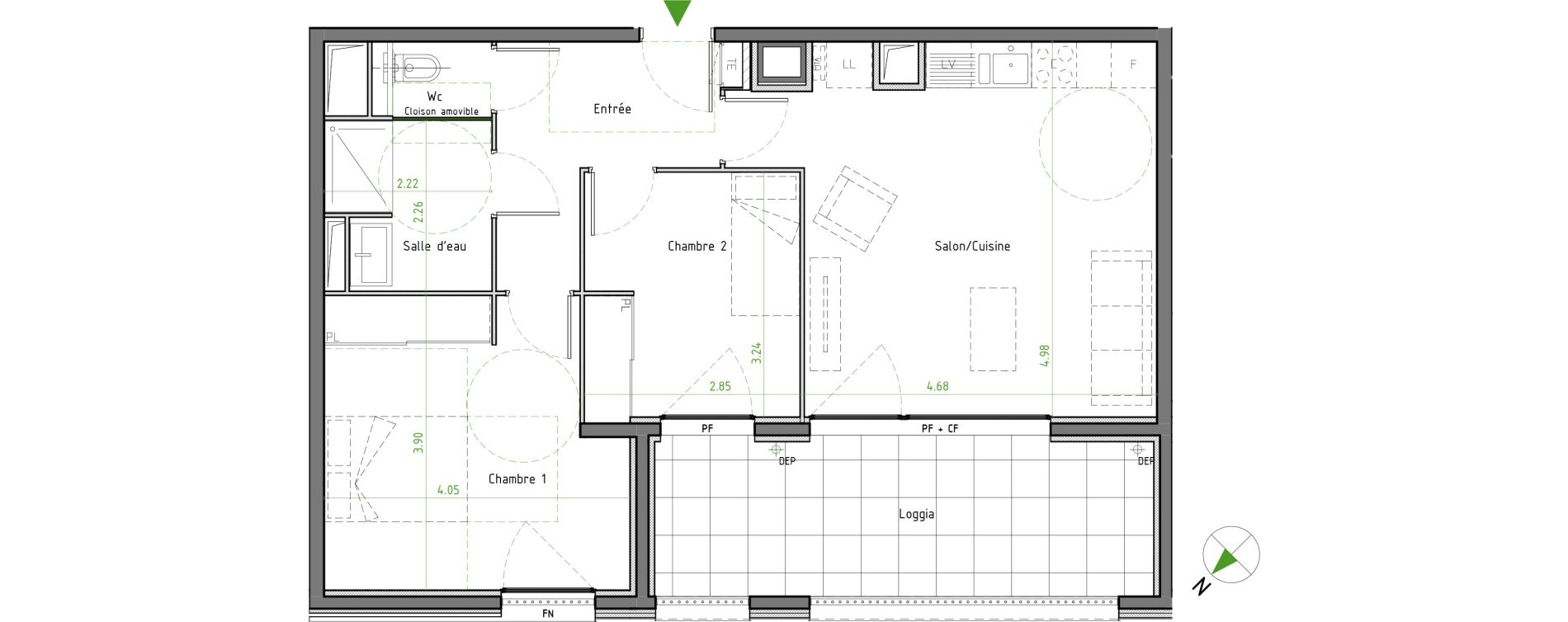 Appartement T3 de 60,44 m2 &agrave; Caluire-Et-Cuire Cuire le haut