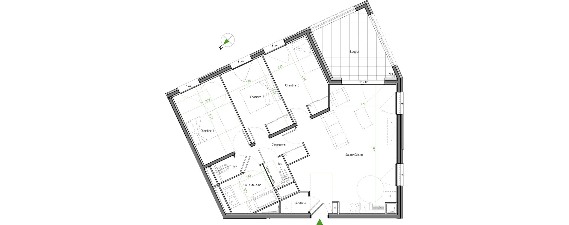 Appartement T4 de 83,51 m2 &agrave; Caluire-Et-Cuire Cuire le haut
