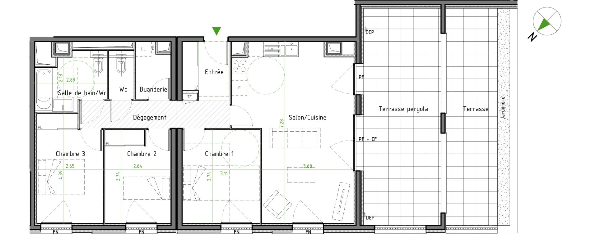 Appartement T4 de 83,32 m2 &agrave; Caluire-Et-Cuire Cuire le haut