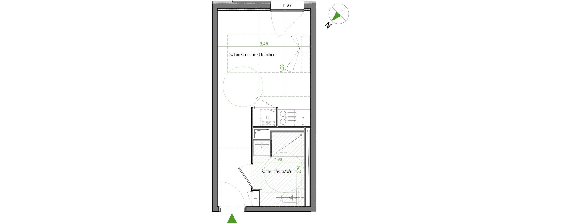 Appartement T1 de 23,58 m2 &agrave; Caluire-Et-Cuire Cuire le haut