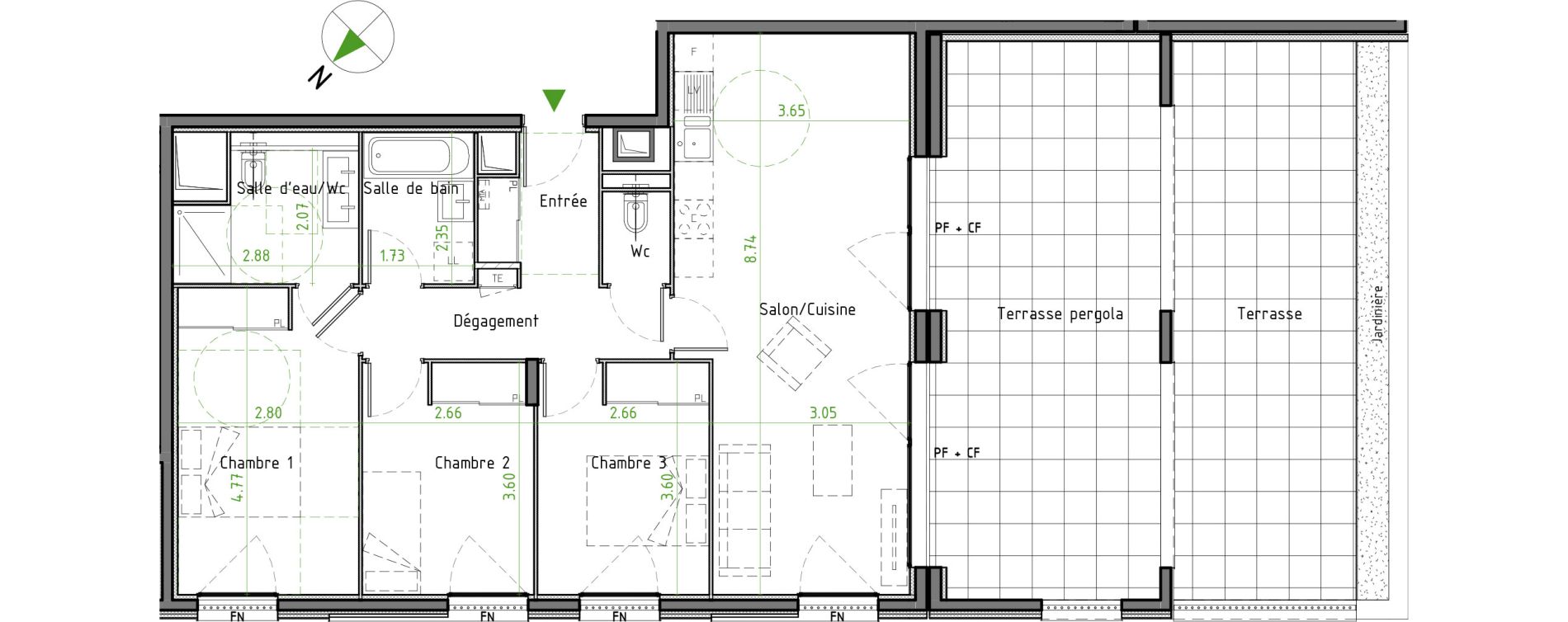 Appartement T4 de 81,97 m2 &agrave; Caluire-Et-Cuire Cuire le haut