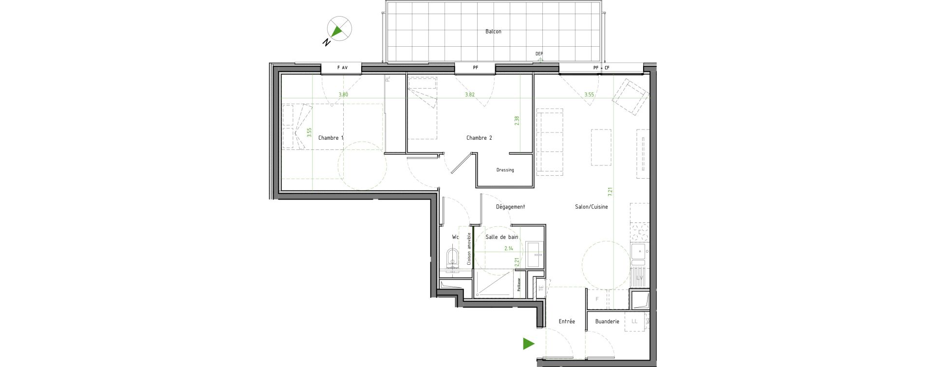 Appartement T3 de 64,25 m2 &agrave; Caluire-Et-Cuire Cuire le haut