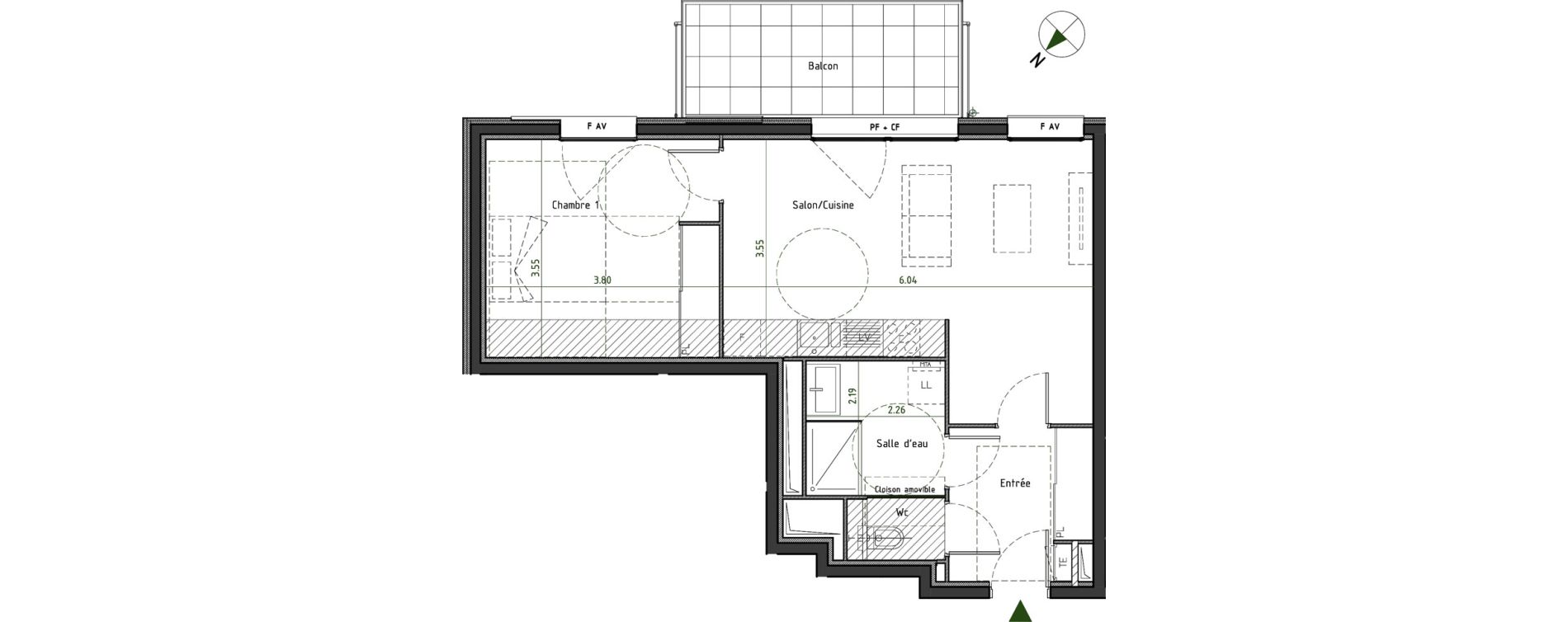 Appartement T2 de 49,28 m2 &agrave; Caluire-Et-Cuire Cuire le haut