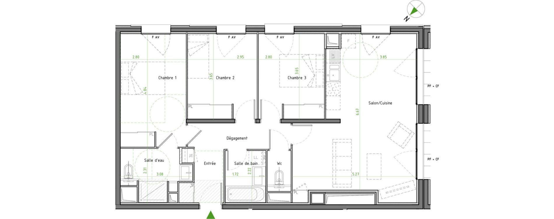 Appartement T4 de 83,72 m2 &agrave; Caluire-Et-Cuire Cuire le haut