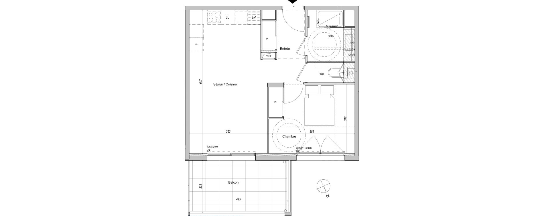 Appartement T2 de 45,61 m2 &agrave; Caluire-Et-Cuire Bissardon