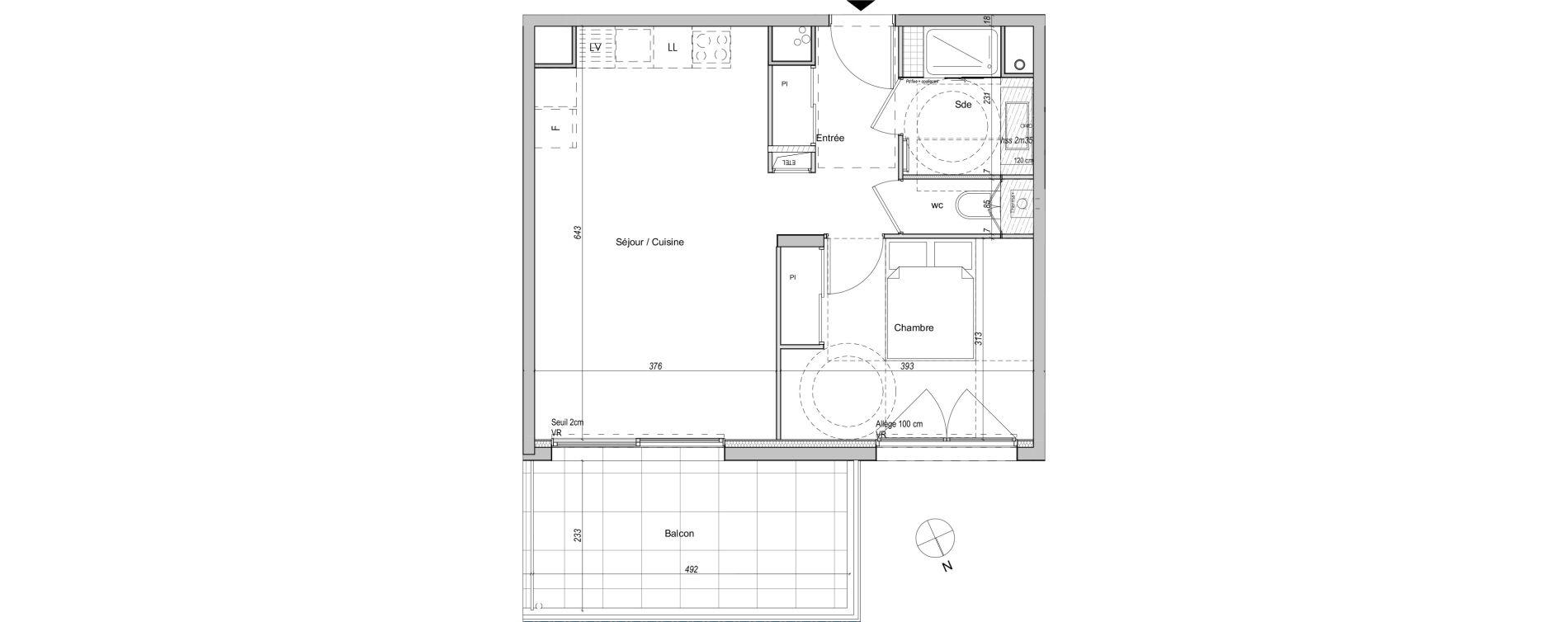 Appartement T2 de 46,57 m2 &agrave; Caluire-Et-Cuire Bissardon