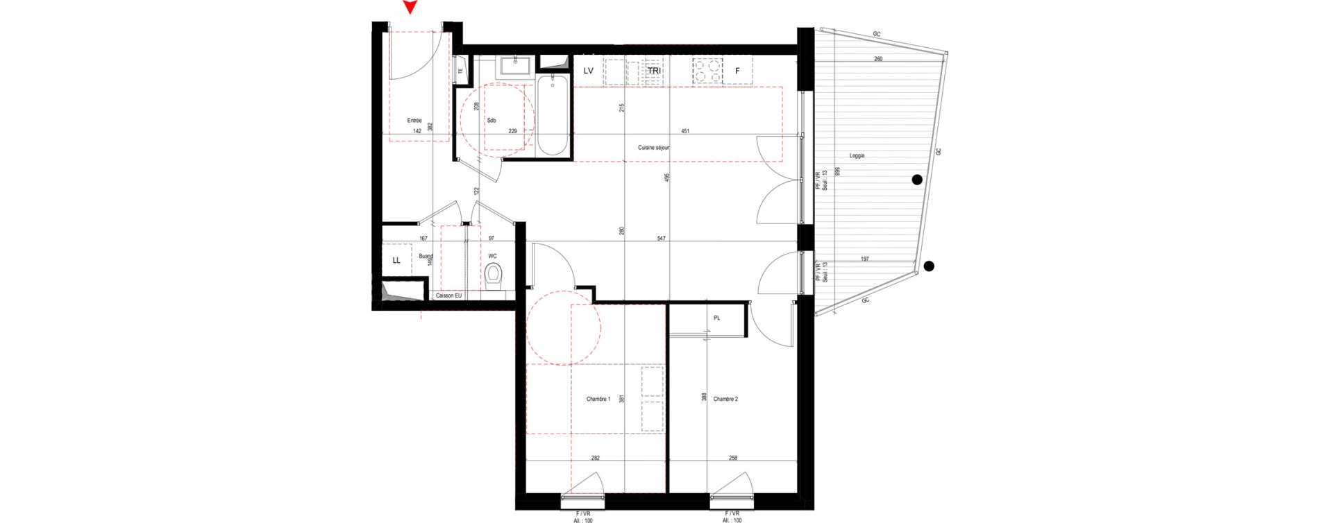 Appartement T3 de 60,60 m2 &agrave; Caluire-Et-Cuire Magnolles - pasteur