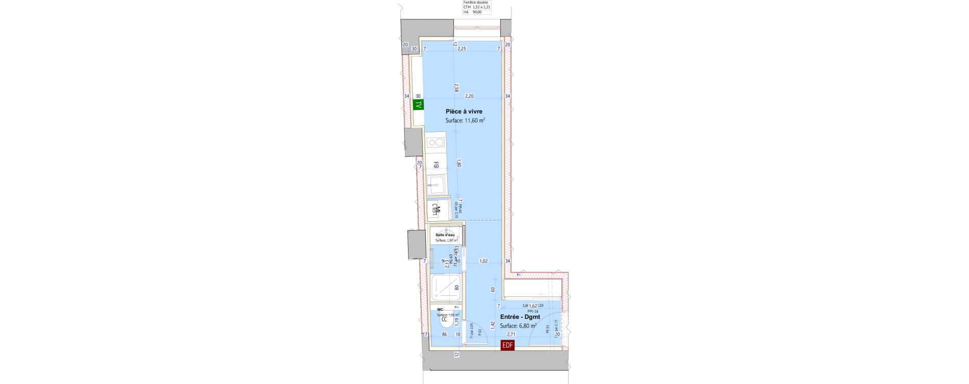 Appartement T1 de 21,37 m2 &agrave; Caluire-Et-Cuire Bissardon