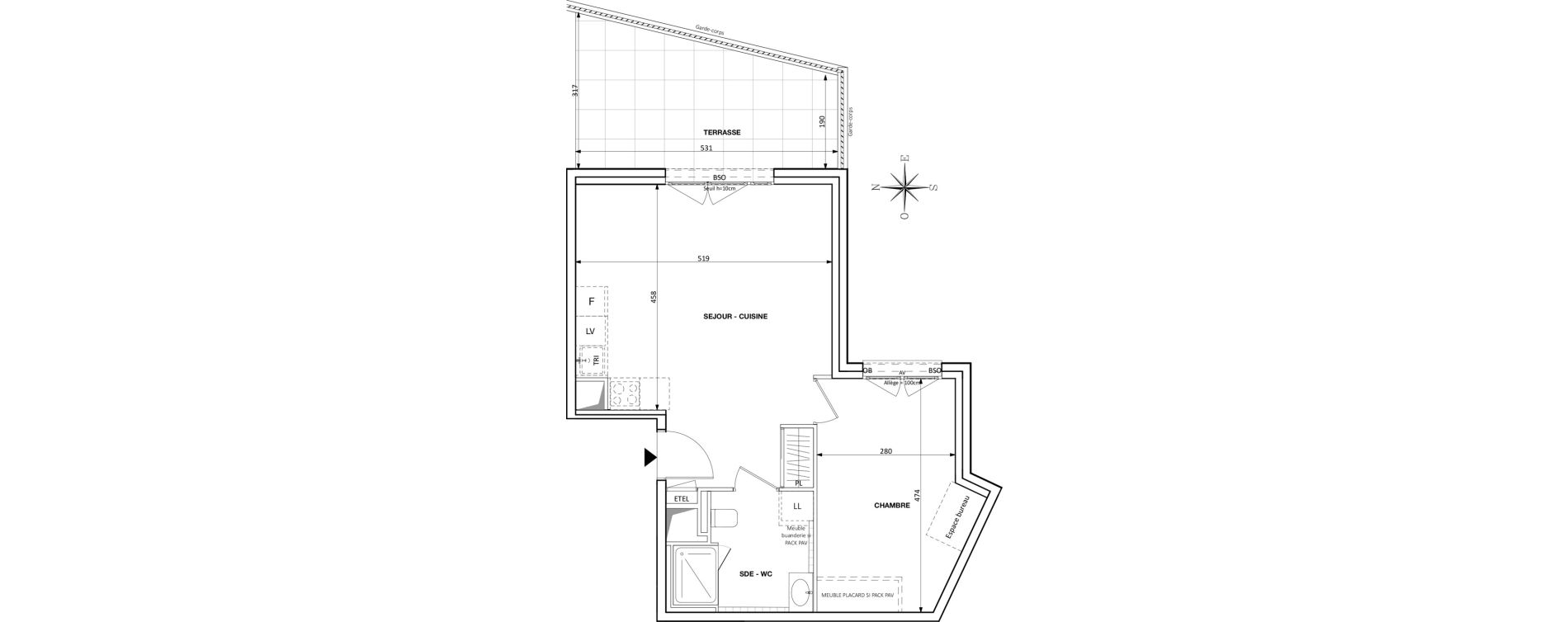 Appartement T2 de 47,53 m2 &agrave; Caluire-Et-Cuire Magnolles - pasteur