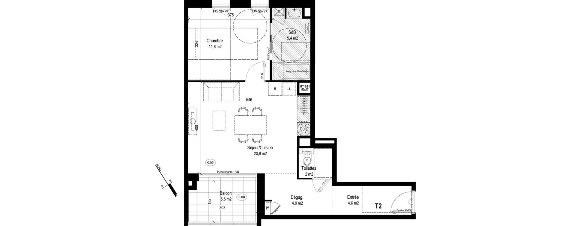 Appartement T2 de 49,60 m2 &agrave; Caluire-Et-Cuire Bissardon