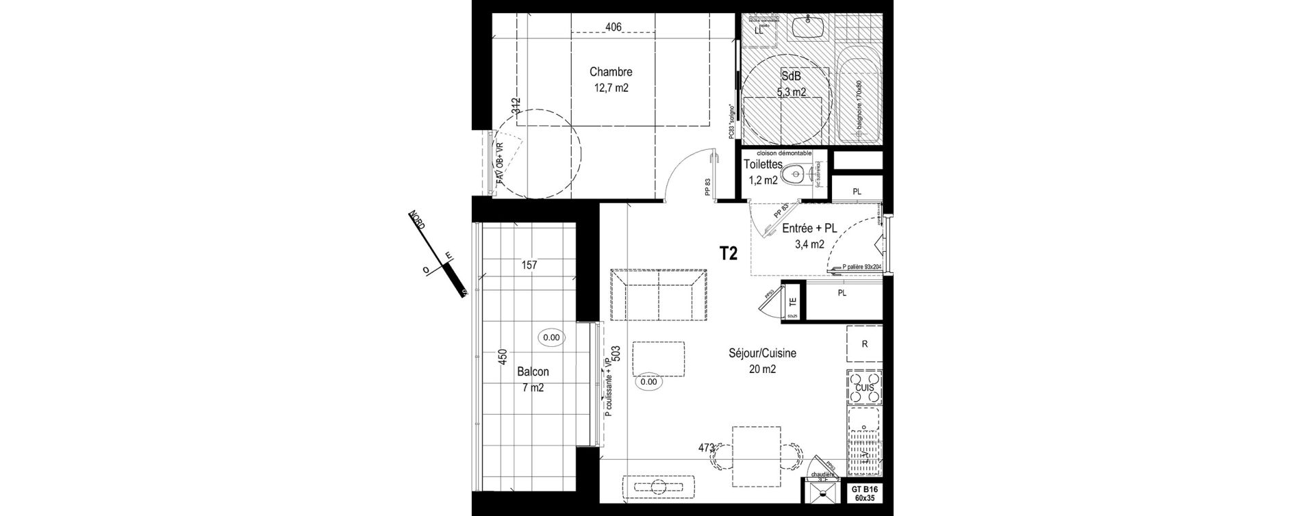 Appartement T2 de 42,60 m2 &agrave; Caluire-Et-Cuire Bissardon
