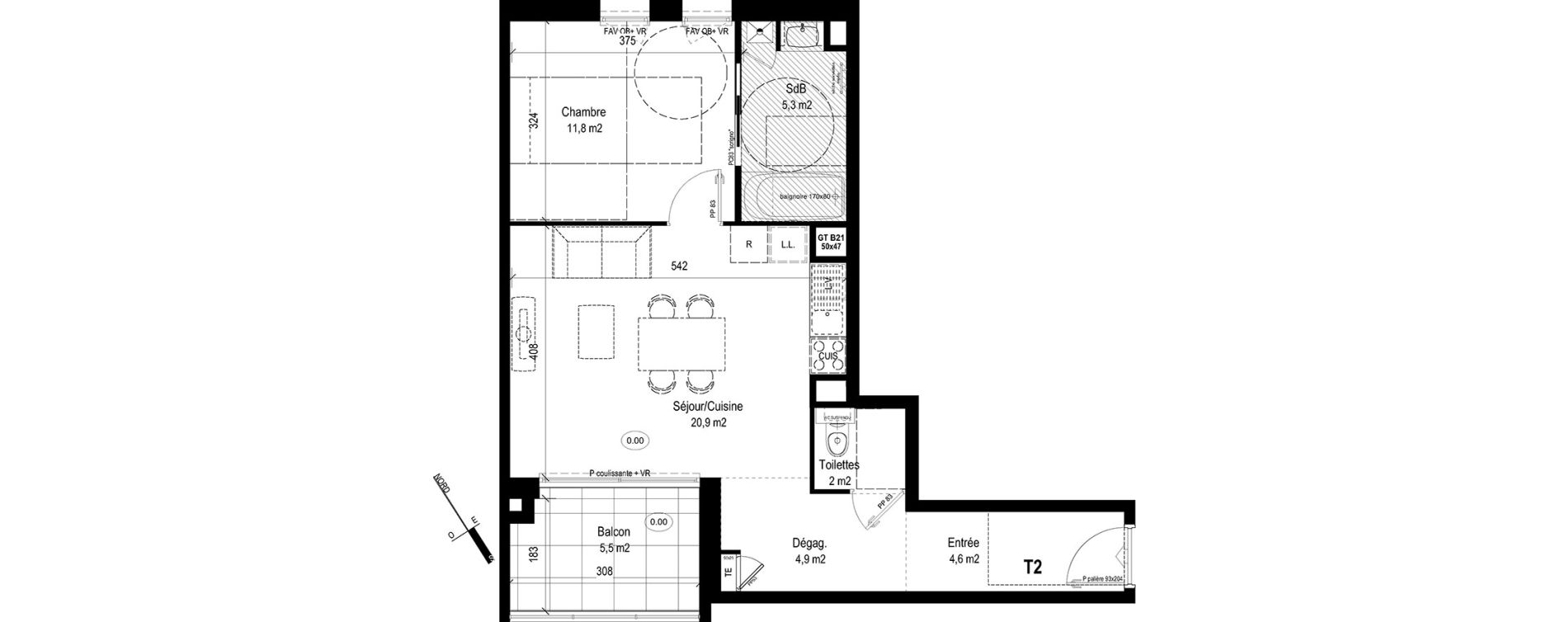 Appartement T2 de 49,50 m2 &agrave; Caluire-Et-Cuire Bissardon