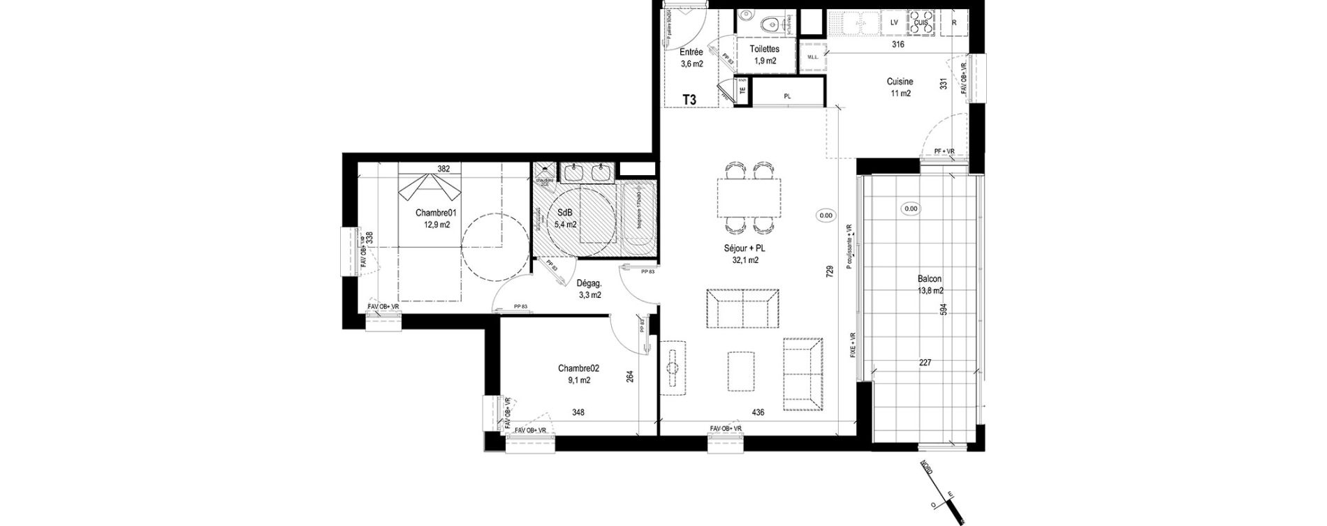 Appartement T3 de 79,30 m2 &agrave; Caluire-Et-Cuire Bissardon
